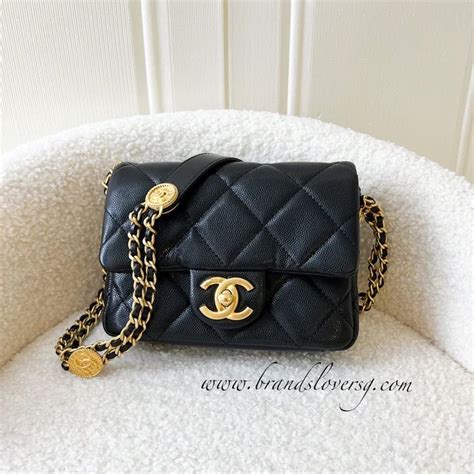 CHANEL Caviar Quilted Small Twist Your Buttons Flap Black 